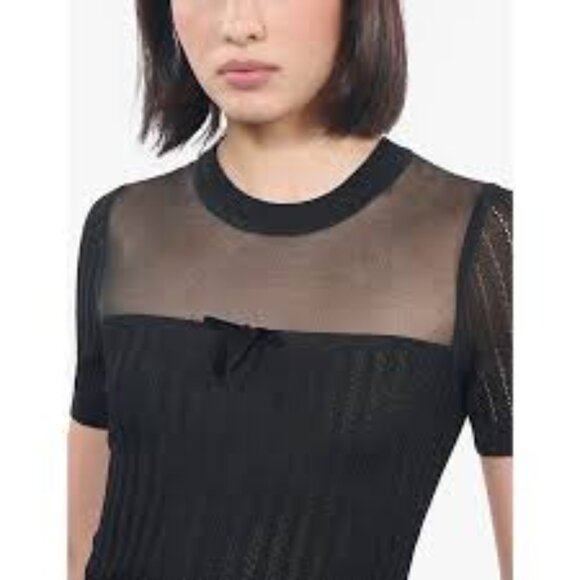 Openwork-panel short-sleeved woven top The Kooples - Picture 2 of 4